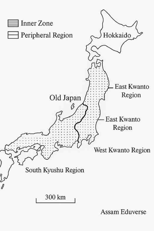 Show the main agricultural regions of Japan on a map and describe the main characteristics of each region.