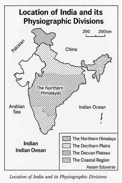 SEBA Class 10 Elective Geography Chapter 6 Regional Geography of India Solutions. Into how many physiographic divisions India can be divided? Discuss with diagrams.