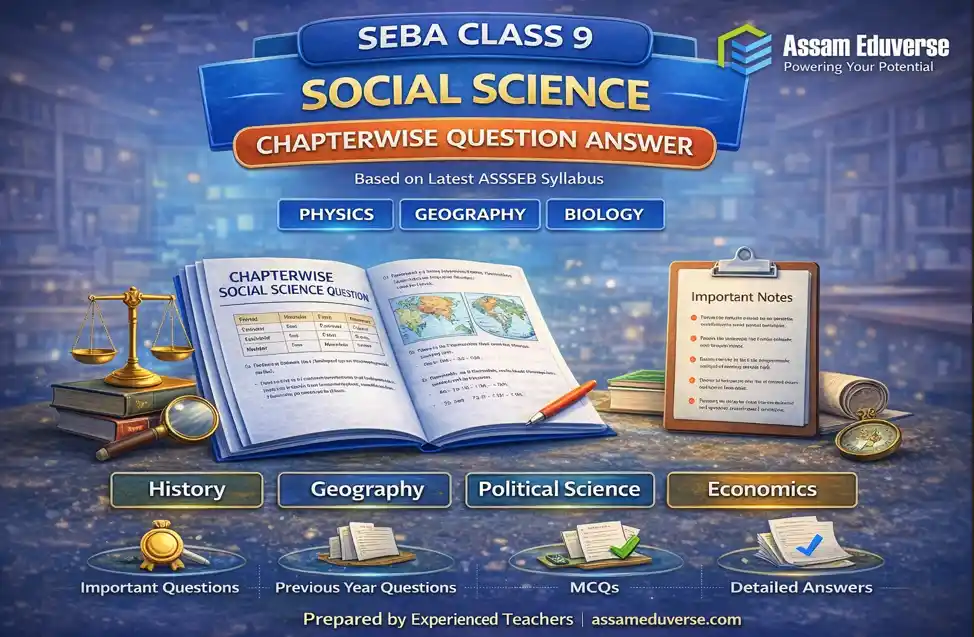 SEBA Class 9 Social Science Question Answer Chapterwise as per latest SEBA ASSEB syllabus with History Geography Political Science and Economics solutions