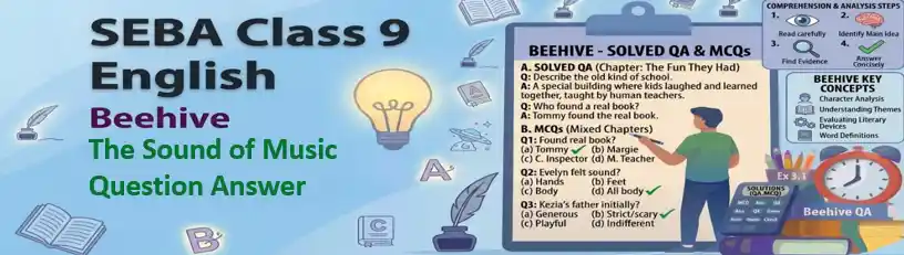 SEBA Class 9 English The Sound of Music Evelyn Glennie Bismillah Khan question answer