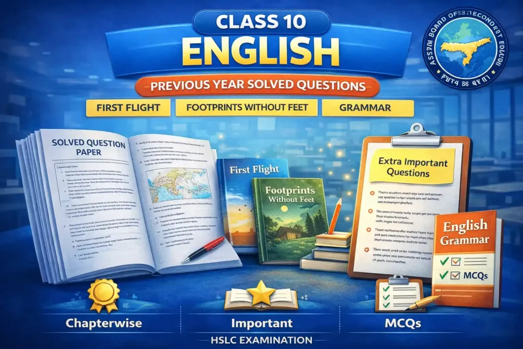 SEBA Class 10 English Important Extra Questions with chapter wise PYQs for HSLC Exam as per SEBA ASSEB syllabus