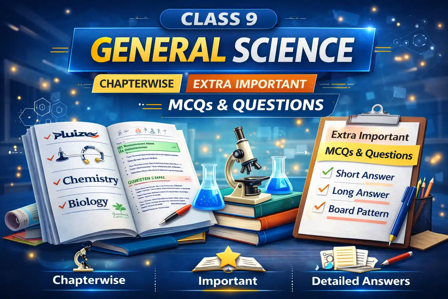 SEBA Class 9 Science Chapterwise Important MCQs Physics Chemistry Biology