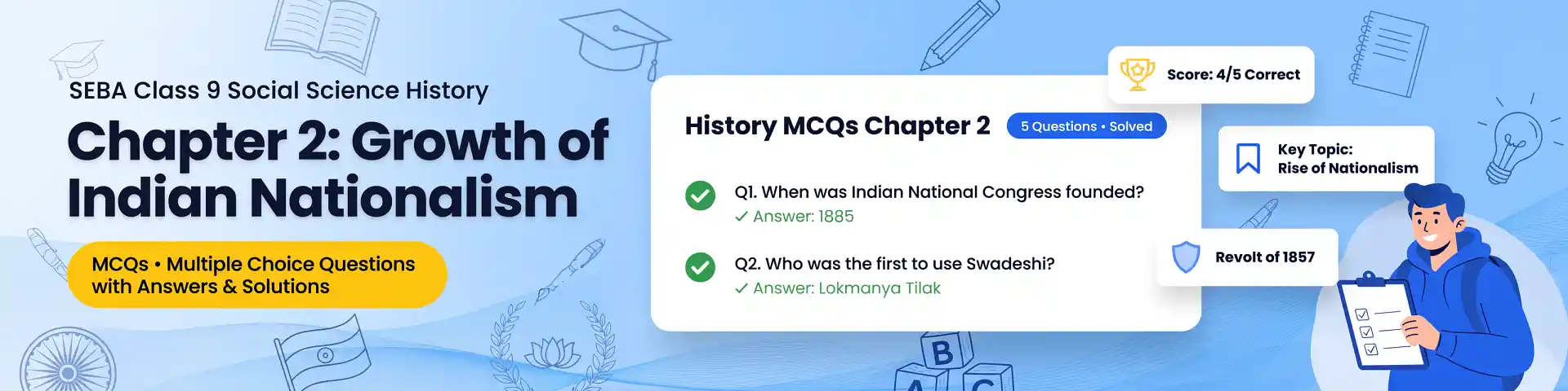 SEBA Class 9 Social Science History Chapter 2 Growth of Indian Nationalism MCQs with answers based on the latest ASSEB exam pattern